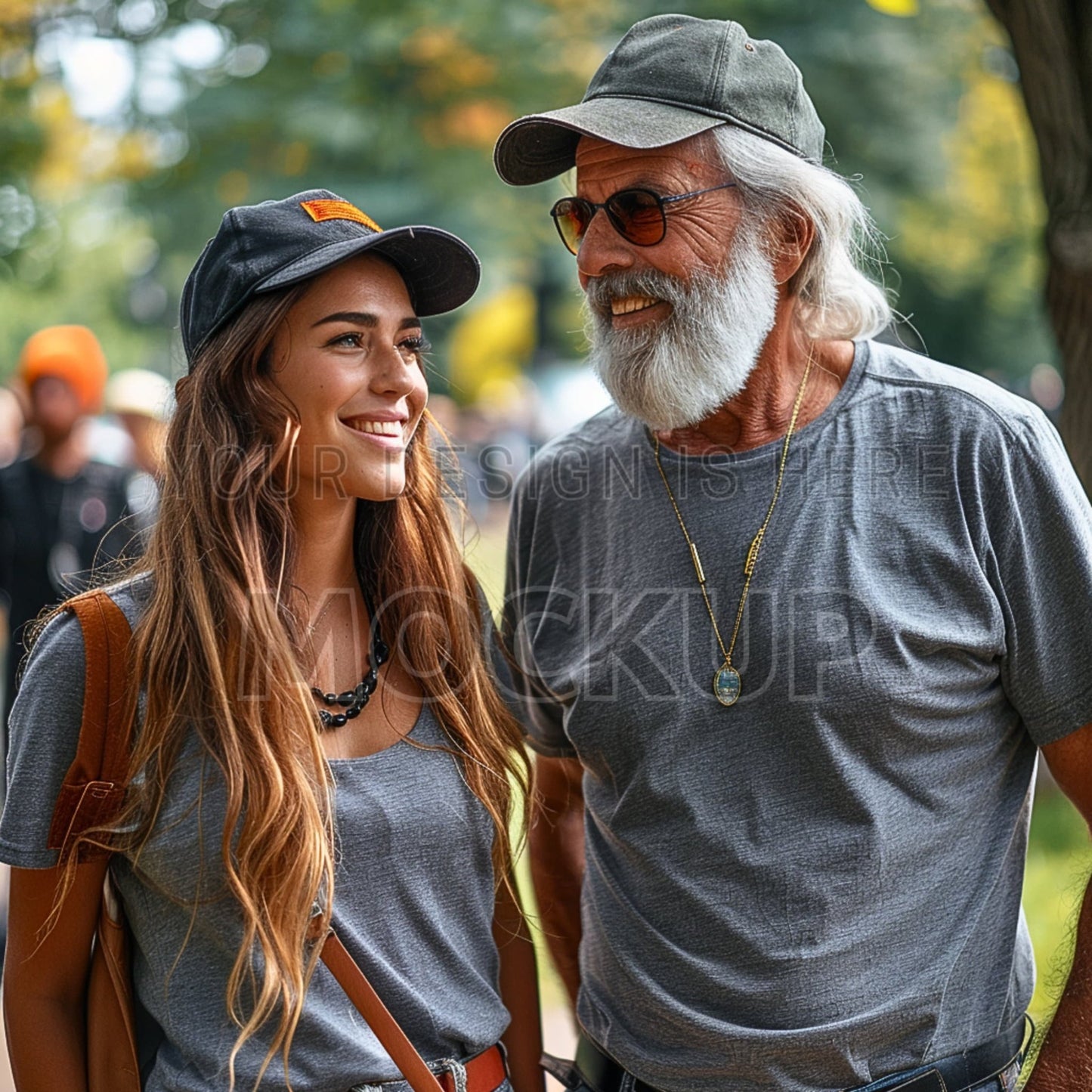 Mockup Bundle T-Shirt Father and grown daughter Summer mock ups Lifestile Model Dad Grandfather - Sales Boosting Mockup