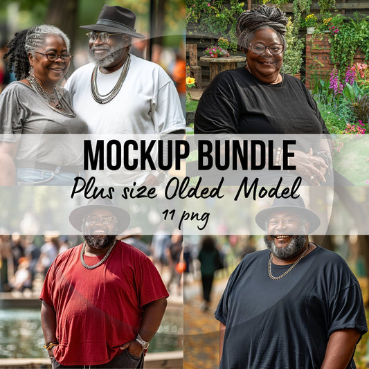 Plus Size Olded Model Mockup Bundle T-Shirt Summer mock ups Lifestile - Sales Boosting Mockup